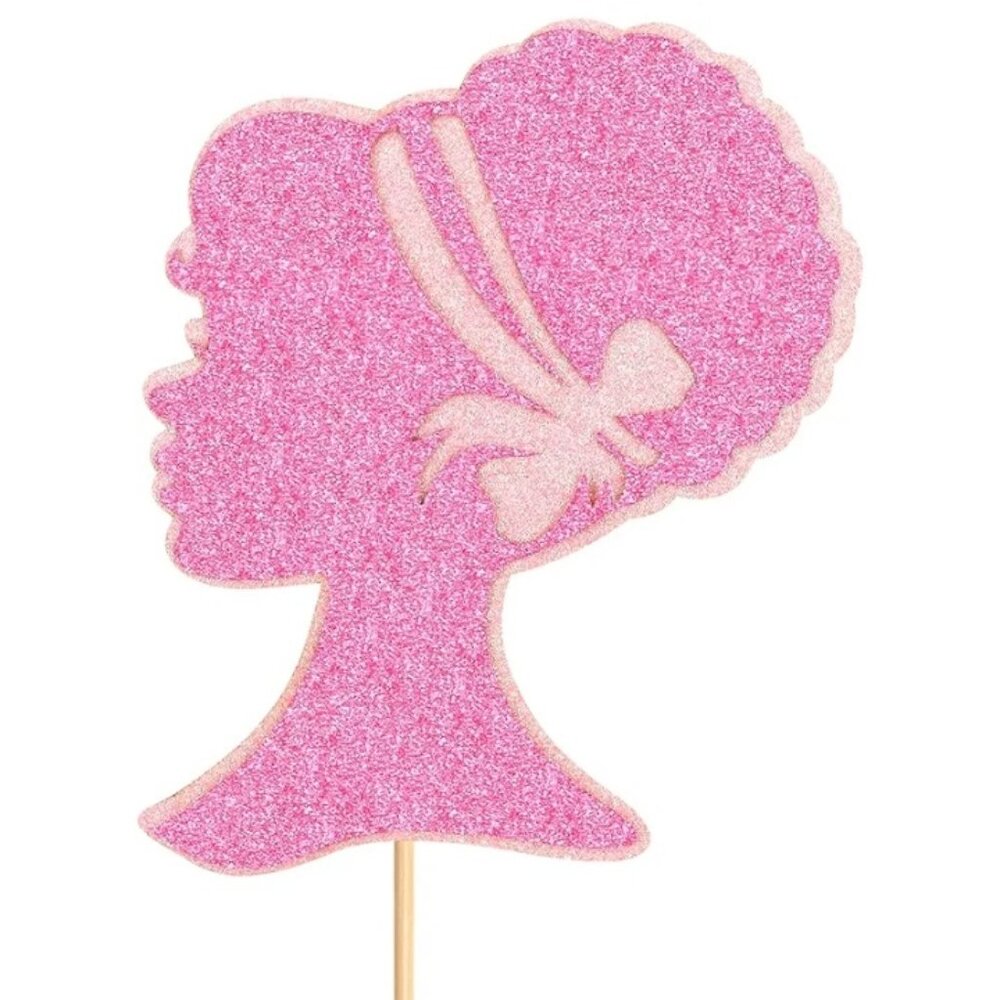 Pink Glitter Princess Cake Topper Party Decoration